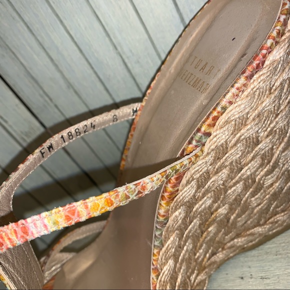 Stuart Weitzman Pastel Multicolor Leather Wedge Heels 8M - Picture 3 of 9
